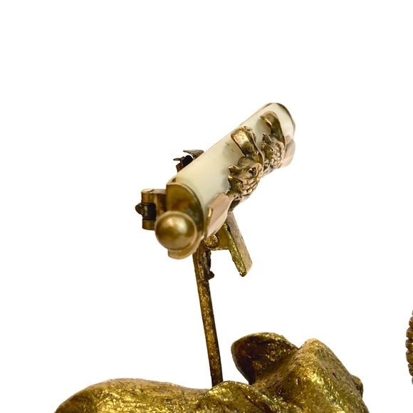 Vintage Duck Brooch Mother of Pearl Brass Rowing Ducks Whimsy Art Deco - Picture 7 of 15